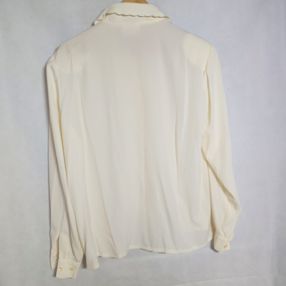 Worthington Sz 18 Cream Blouse With Cutwork Lace Collar Vintage - Picture 4 of 6